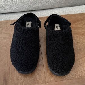 UGG Black Fuzzy Slippers